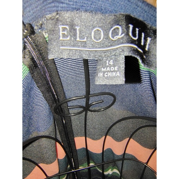 ELOQUII Striped Midi Dress Long Sleeve Black Pink Green White Navy Size 14 - Picture 5 of 6